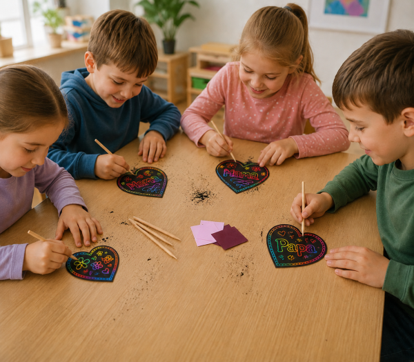 Kratzbild Scratch Magic Herz - Bastelset (10 Stück)